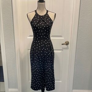 Banana Republic Black and White Polka Dot Halter Midi Pantsuit